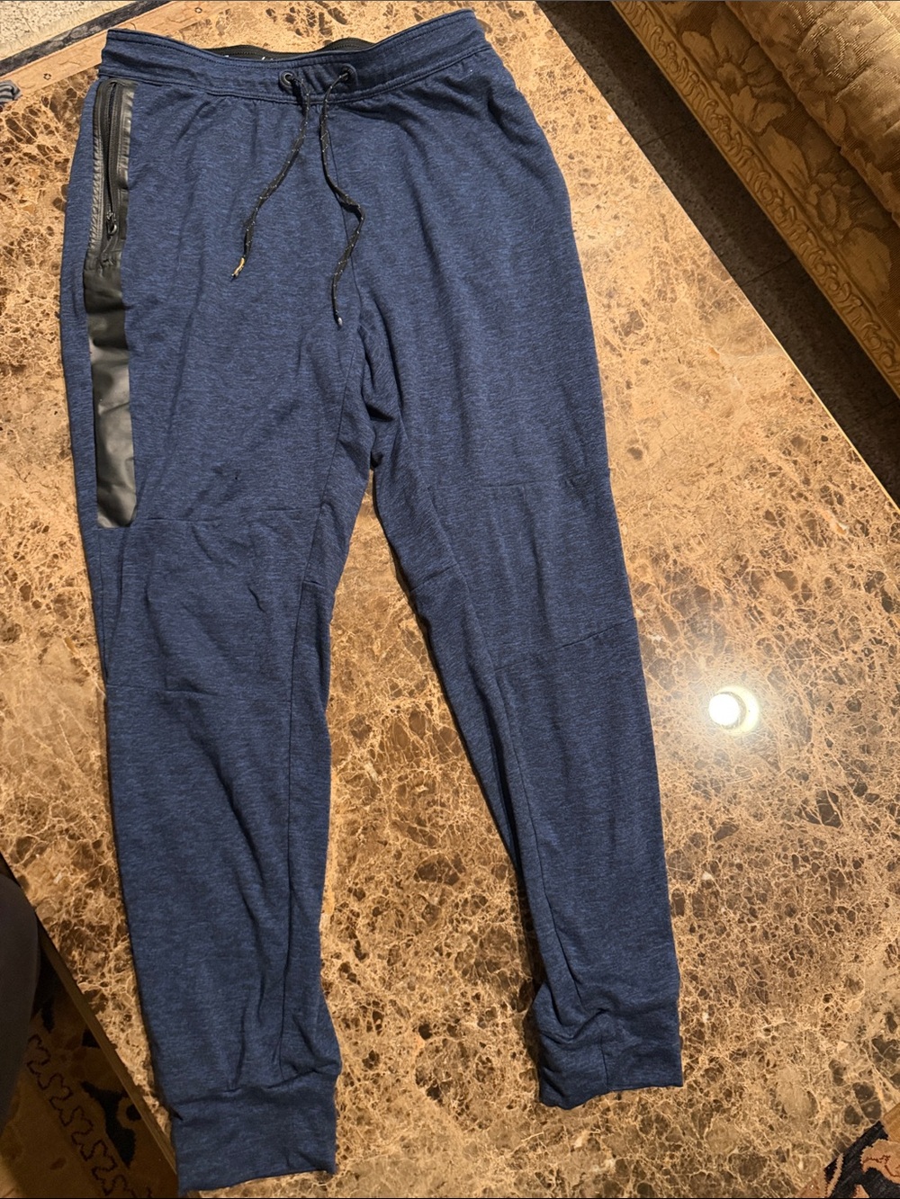 American Eagle Outfitters Navy Drawstring Joggers with Black Trim
